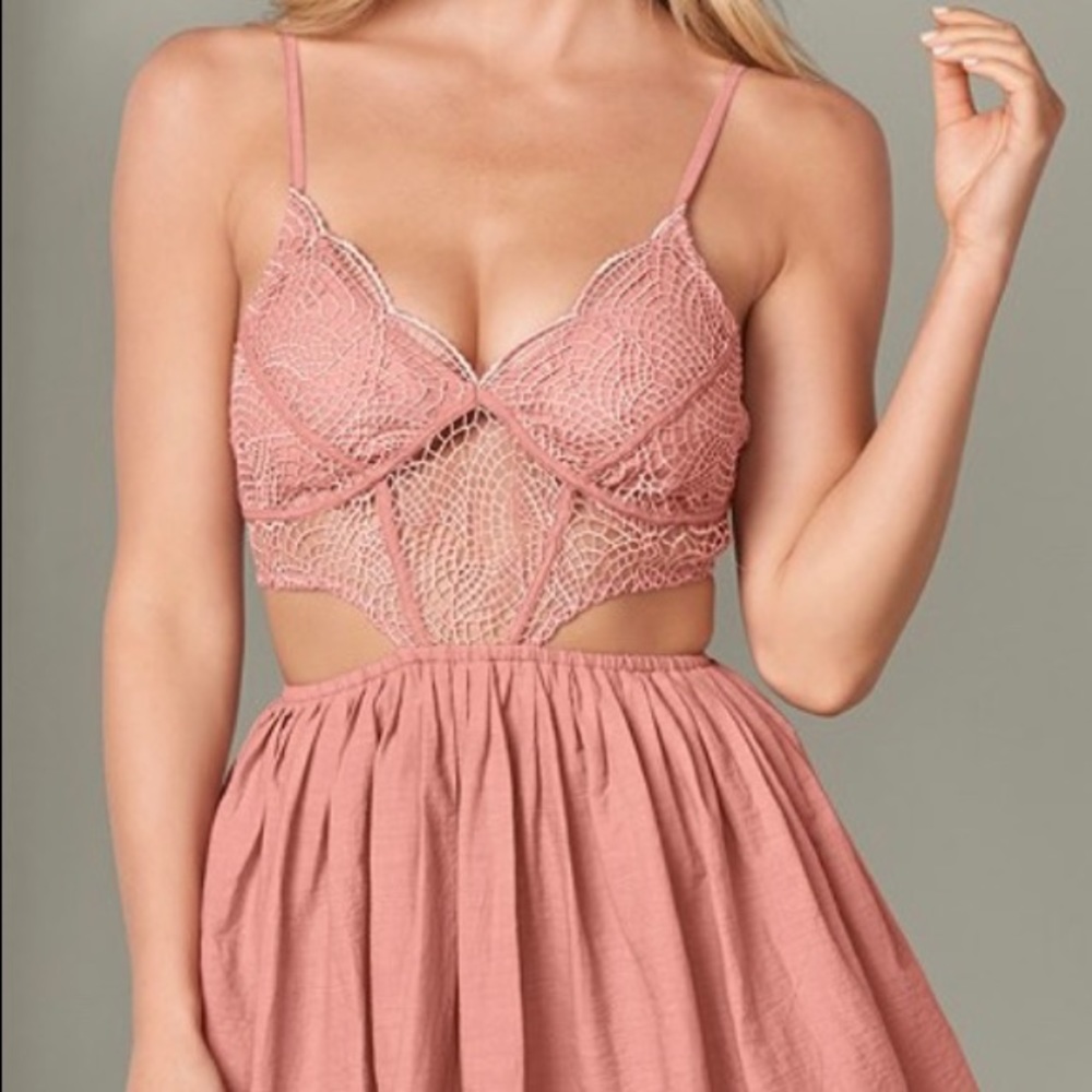 Cut Out Lace A Line Dress